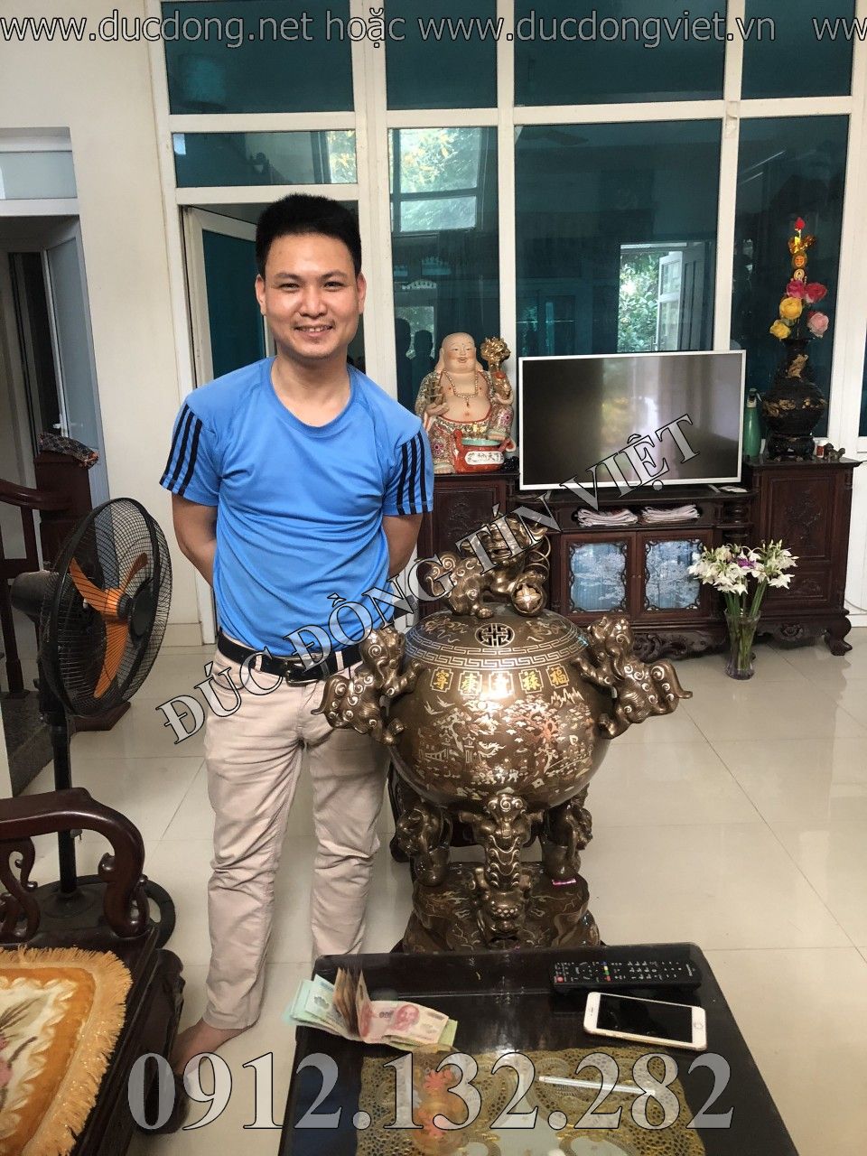 Bóng thất lân 0,9m khảm bạc, thếp vàng