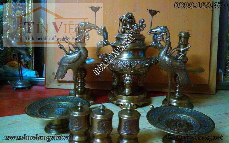 Bộ thờ đồng phúc lộc tiến bảo