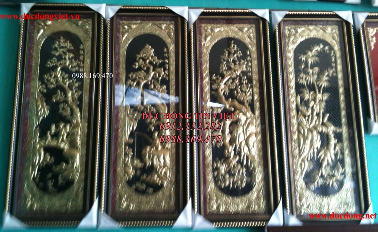 Tranh tứ quý bằng đồng