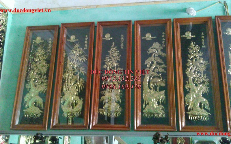 Tranh đồng túy quý khung gỗ cao cấp