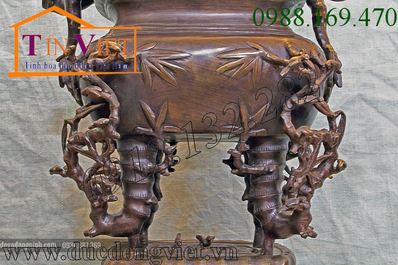 Đỉnh đồng dáng trúc đẹp được đúc bằng phương pháp đúc thủ công