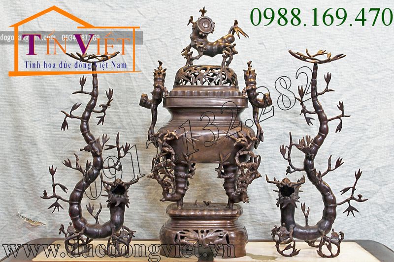 Đỉnh đồng dáng trúc đẹp được đúc bằng phương pháp đúc thủ công