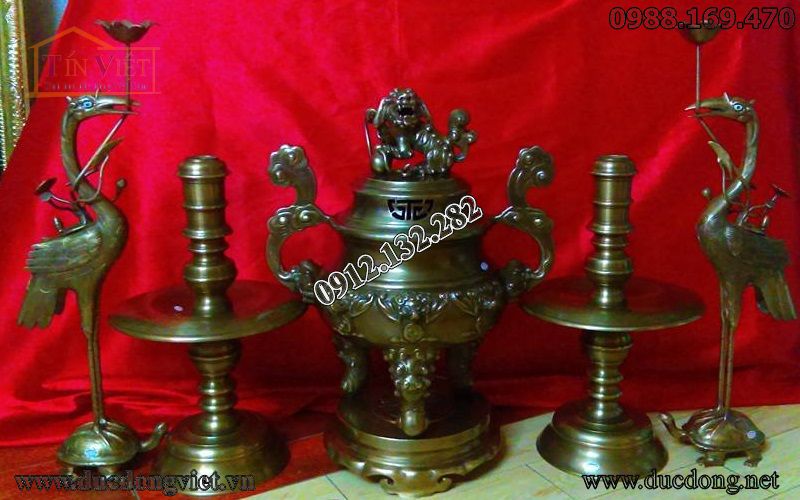 Bộ thờ bằng đồng phúc lộc thọ giả cổ hàng trơn