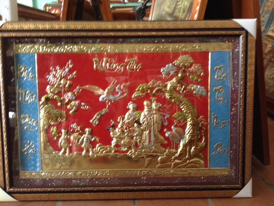 tranh mừng thọ bằng đồng