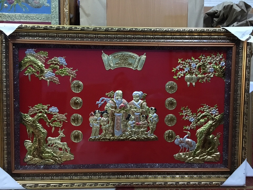 tranh mừng thọ bằng đồng