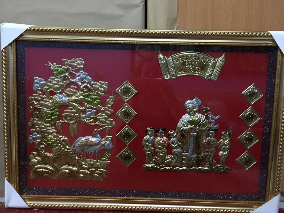 tranh mừng thọ bằng đồng