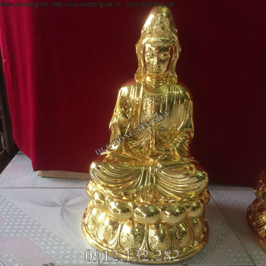 Bộ 7 tượng dược sư cao 47cm, được đúc bằng đồng vàng nguyên chất, mạ vàng