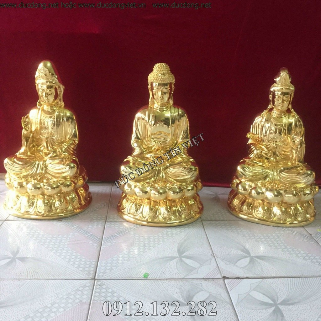 Bộ 7 tượng dược sư cao 47cm, được đúc bằng đồng vàng nguyên chất, mạ vàng