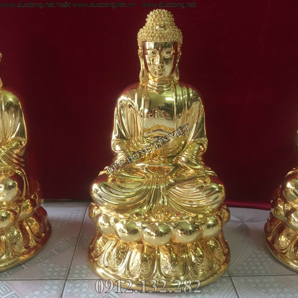 Bộ 7 tượng dược sư cao 47cm, được đúc bằng đồng vàng nguyên chất, mạ vàng